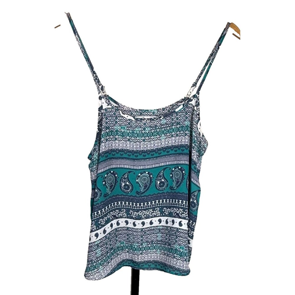 Cotton On Paisley Floral Boho Cami Tank‎ Top Green Purple Small Coastal Hippie